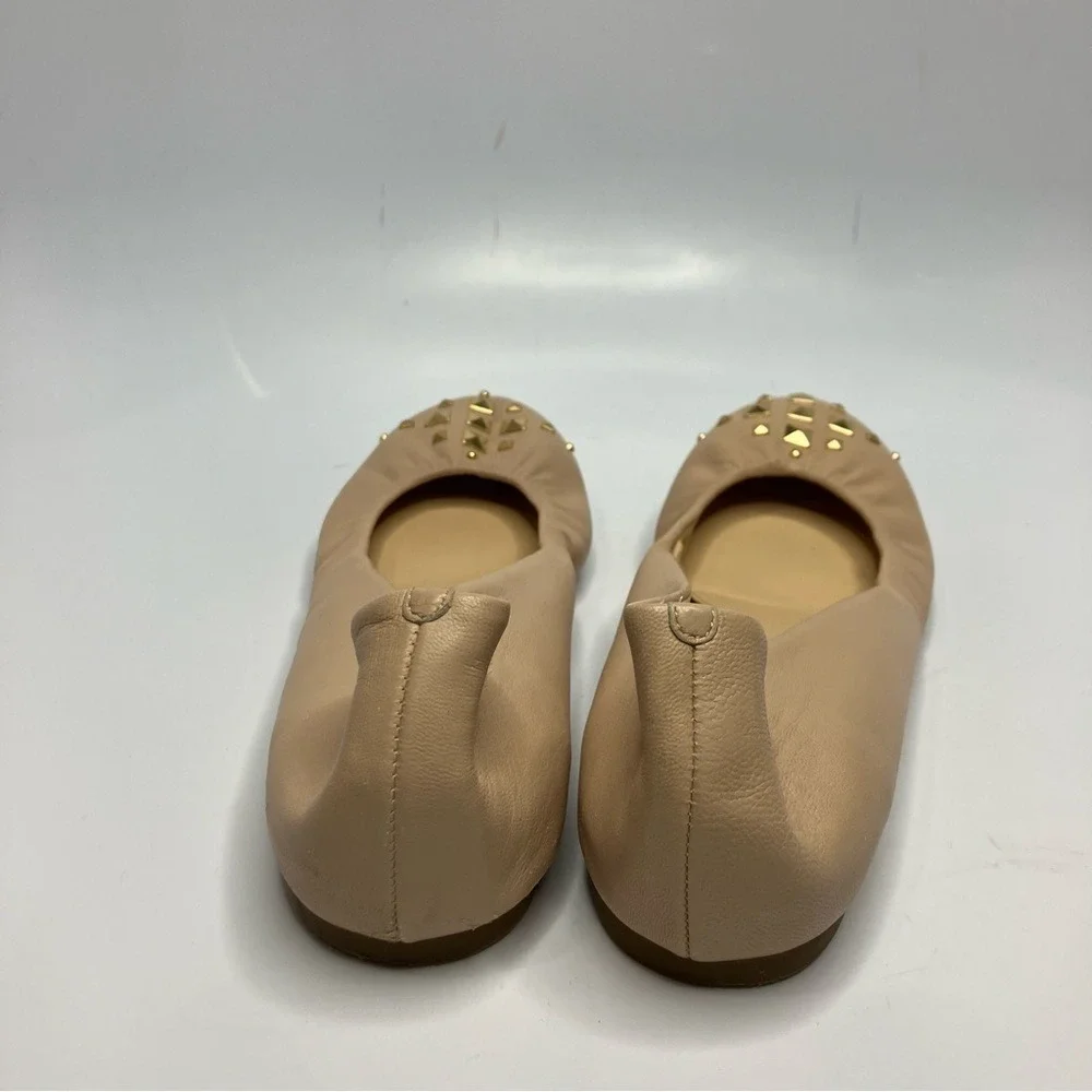J. Crew cream‎ leather ballet flats made in Italy gold studded size 8.5